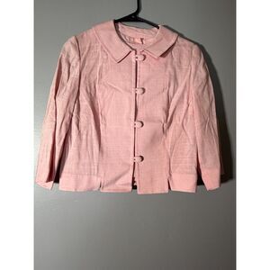 Vintage 60s Glenhaven 2 Pc Set Jacket Top Pink Mod Cropped Jackie O Retro